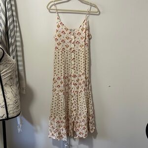 Patrons of Peace Floral Cream and Red Dress